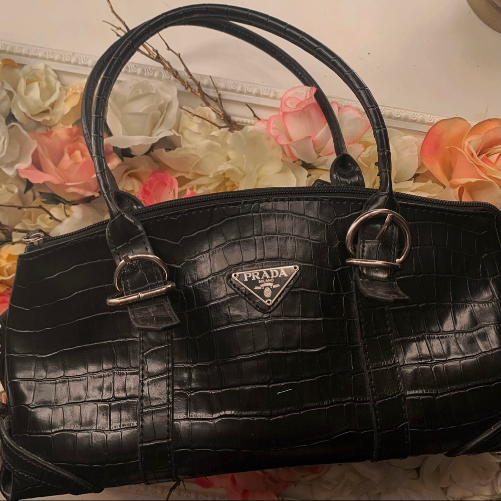 Prada black leather vintage purse